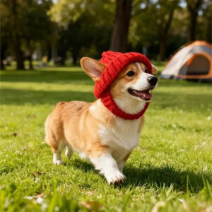Red Wool Knit Dog Beanie with Ear Flaps - Image 4