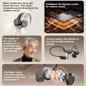 Bone Conduction Smart Hearing Aid Bluetooth Earphones - Image 6
