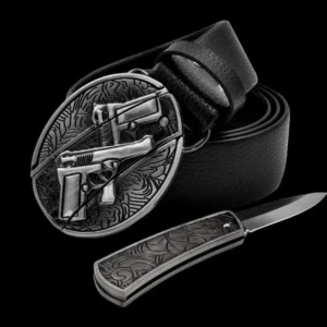 😎 Fashion Genuine Leather Belt With Knife - Image 4