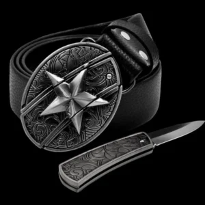 😎 Fashion Genuine Leather Belt With Knife - Image 2