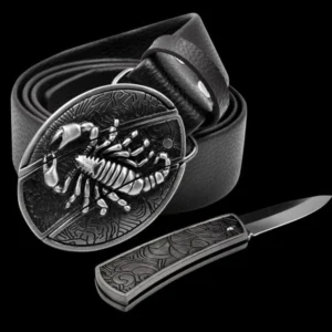 😎 Fashion Genuine Leather Belt With Knife - Image 9