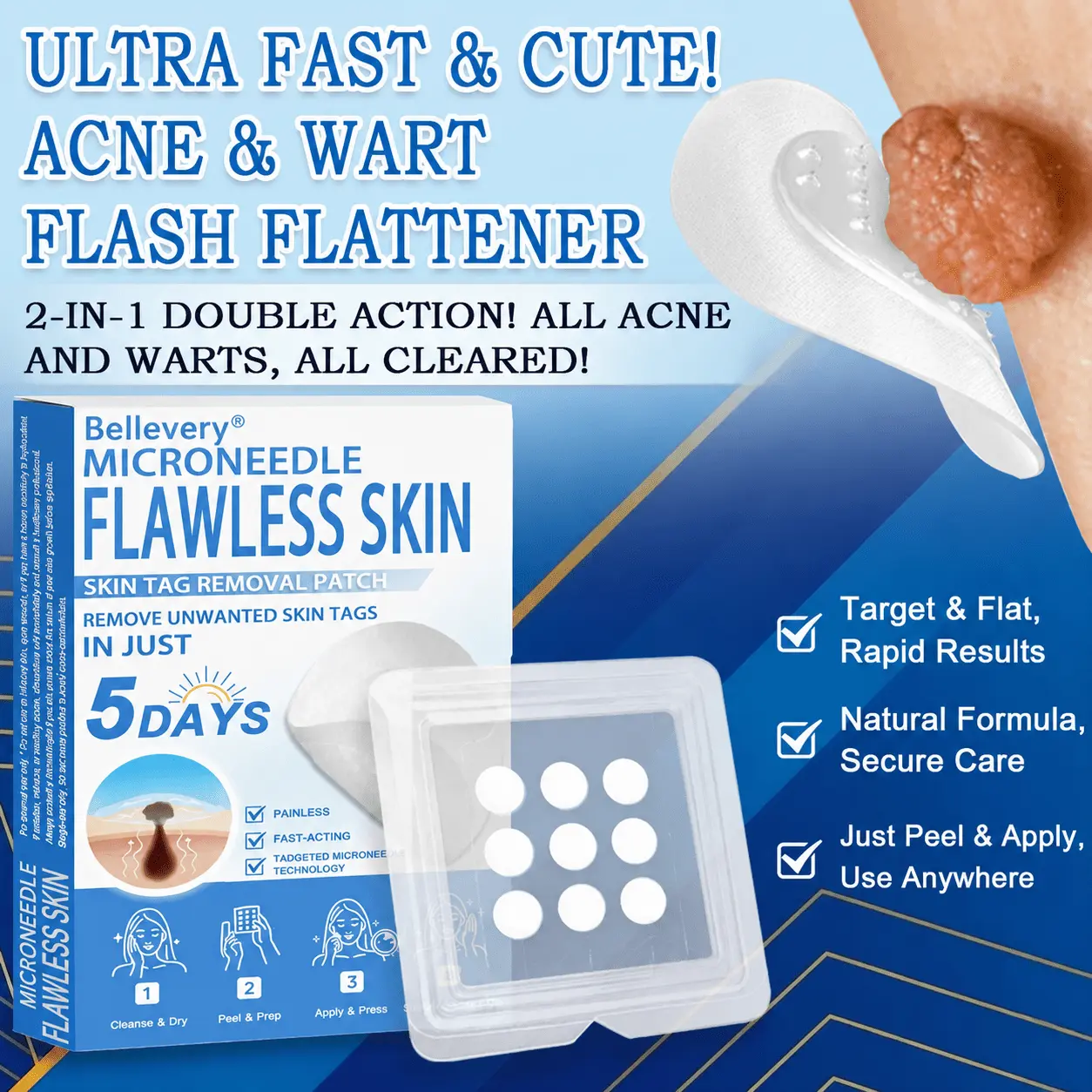 2-in-1 Microneedle + Hydrocolloid Skin Patch Repair System