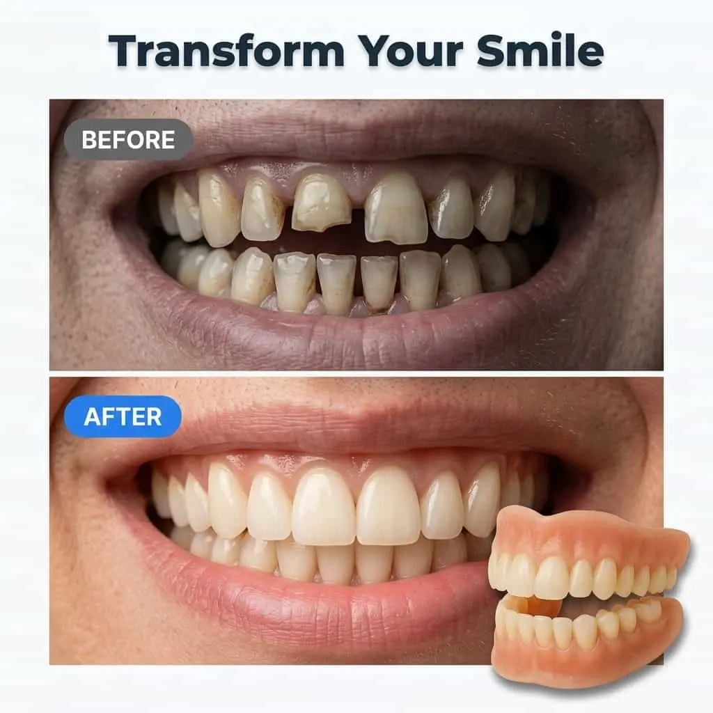 Custom Fit Denture Set | Adhesive-Free Suction Fit Dentures - Image 3