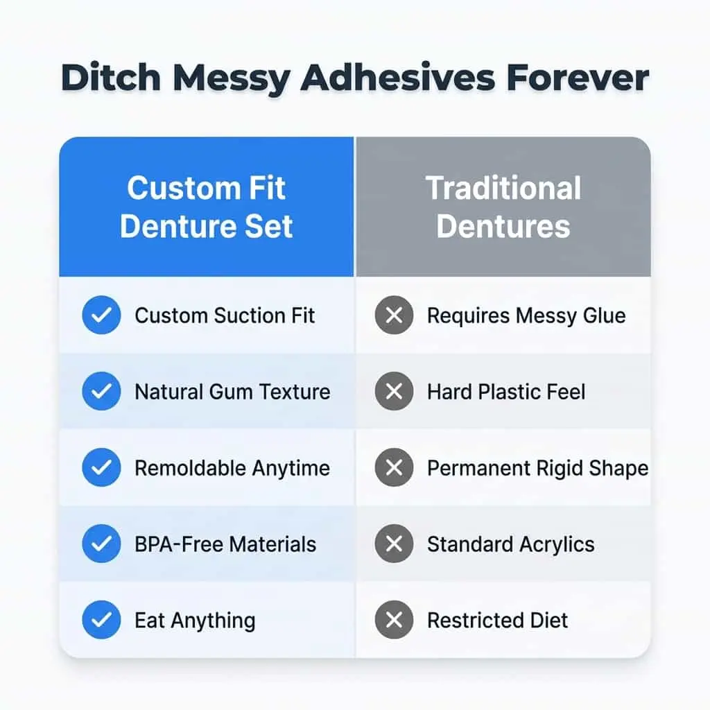 Custom Fit Denture Set | Adhesive-Free Suction Fit Dentures - Image 7