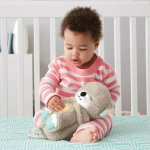 Sound Machine Soothe 'n Snuggle Otter Portable Plush Baby Toy with Sensory Details Music Lights & Rhythmic Breathing Motion - Image 4