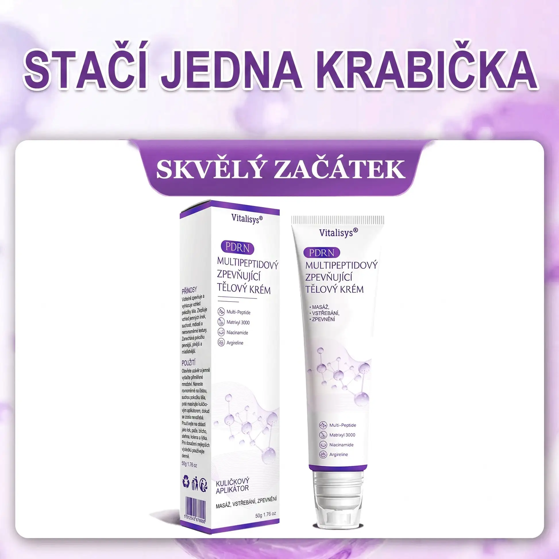 PDRN Multi-Peptide masážní tělový krém s masážním válečkem - Image 24